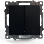 Выключатель двухклавишный (черный) Stekker Катрин 39606