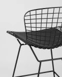 Стул полубарный Stool Group с низкой спинкой Bertoia черный с черной подушкой УТ000004222