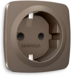 Лицевая панель Ambrella Volt OMEGA (Темная бронза матовый) для электрической розетки с заземлением со шторками QUANT OP6370