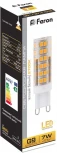 Лампочка светодиодная кукуруза прозрачная колба G9 7 Вт 2700K теплое белое свечение Feron 25766