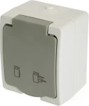 Розетка с заземлением и защитной крышкой (белый,серый) Stekker Велена 49727