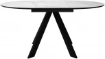 Стол DikLine SKC100 d1000 Керамика Белый мрамор,подстолье черное,опоры черные