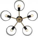 Потолочная люстра на штанге Escada Banjo 679/5P Black 5х60Вт Е27, металл/хрусталь, черный/дерево (220V, круглые)