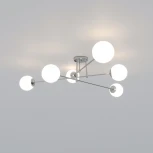 Потолочная люстра Wi-Fi на штанге Eurosvet Netz 30181/6 хром (220V, управление смартфоном, голосовое управление, умный дом - Minimir Home, Алиса, Маруся, Салют, шарики)