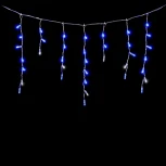 Гирлянда Бахрома с Колпачком 4,9 x 0,5 м Синяя с Мерцанием Белого Диода 220В, 200 LED, Провод Прозрачный ПВХ, IP65
