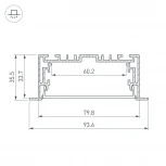 Профиль с экраном S2-LINIA94-F-2500 ANOD+OPAL (Arlight, Алюминий) 021178(1)