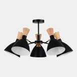 Потолочная люстра на штанге Evoluce SLE1256 SLE1256-402-05 Черный/Черный, Светлое дерево, Золотистый E14 5*40W (220V)