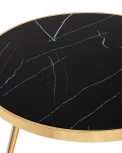 Журнальный столик Stool Group Гелиос 80*80 стекло черный мрамор сталь золото УТ000036674