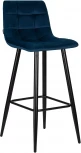Стул барный Dobrin NICOLE (черные матовые ножки, темно-синий велюр (108-95))