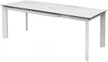 Стол CREMONA 140 HIGH GLOSS STATUARIO Белый мрамор глянцевый, керамика/ белый каркас М-City