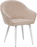 Стул с подлокотниками Вайд, каркас Белый, велюр Бежевый 2500000185700 Leset