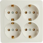 Розетка 4-х местная с заземлением (белый) Stekker София 49310