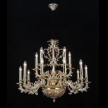 Подвесная большая люстра Lucia Tucci Firenze 1780.15.3 antique gold (220V, на цепи, подсвечник, свеча, листья, ветки)