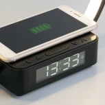 Интерьерная настольная лампа с беспроводным ЗУ Eurosvet Timelight 80505/1 черный (LED, 220V, диммер, сенсорный выключатель, кольцо)