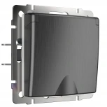 Розетка влагозащ. с зазем. с защит. крышкой и шторками (графит рифленый) Werkel W1171204 (a050754)