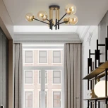 Потолочная люстра на штанге Arte Milano Neapolis-73708 273708/6 BK/GD (220V, шар, молекулы)