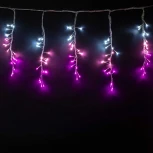 Гирлянда Бахрома с Эффектом Бегущий Огонь 1,75 x 0,4 м Бело-Розовая 24В, 320 LED, Провод Прозрачный Силикон, IP65