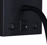 Настенный светильник с usb-портом Reluce 86210-9.2-001KT LED3W+E14 BK (220V, выключатель)