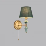 Бра с выключателем сонетка Lumion Vermont 8275/1W латунь/зеленый, металл/керамика/ткань Е14 1*40W 220V