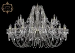 Подвесная большая люстра Art Classic 11.11 11.11.20+10.460.Gd.Sp (220V, хрусталь, на цепи, подсвечник, свеча)