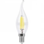 Лампочка светодиодная свеча на ветру прозрачная колба E14 7 Вт 2700K теплое белое свечение Feron 25727