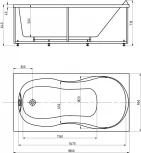 Акриловая ванна Акватек Мартиника 180 слив слева