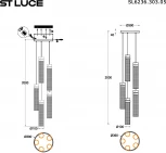 Светильник подвесной ST Luce Champagne SL6236.303.05 Латунь/Прозрачный LED 5*12W 4000K (220V, на проводе, круглые)