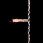Гирлянда Нить 10м Экстра Тепло-Белая с Мерцанием Белого Диода 24В, 100 LED, Провод Прозрачный ПВХ, IP54