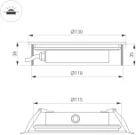 Встраиваемый светильник уличный ART-GROUND-SLIM-R130-9W Warm3000 (SL, 30 deg, 24V) (Arlight, IP67 Металл) 038165 (LED)