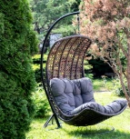 "Виши" подвесное кресло-кокон из искусственного ротанга, цвет коричневый с серо-коричневой подушкой 4SIS арт.УТ-00006750
