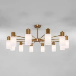 Потолочная люстра Wi-Fi на штанге Eurosvet Vegga 70160/12 латунь (220V, управление смартфоном, голосовое управление, умный дом - Minimir Home, Алиса, Маруся, Салют)