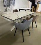 Стол BELLUNO 160 KL-188 Контрастный мрамор матовый, итальянская керамика/ белый каркас