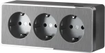 Розетка тройная с заземлением и шторками (графит рифленый) Werkel W5073104 (a052595)