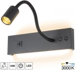 Настенный светильник LED с USB со спотом на гибкой ножке для чтения с выключателем Citilux Декарт CL704471 (220V)