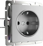Розетка с заземлением и шторками (серебряный матовый) Werkel W1171165 (a063613)