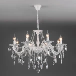 Подвесная люстра Eurosvet Veletta 10108/8 белый/прозрачный хрусталь Strotskis (220V, хрусталь Strotskis, на цепи, свеча)