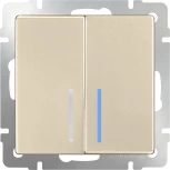 Выключатель двухклавишный с подсветкой (шампань) Werkel W1120111 (a050859)