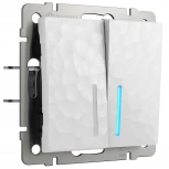 Выключатель двухклавишный проходной с подсветкой (hammer белый) Werkel W1222101 (a052033)