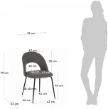 Обеденный стул La Forma (ex Julia Grup) Mahalia (Серый/ Фанера,Сталь,Металл,Пена)