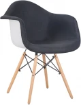 Стул обеденный DAW ROSS (ножки светлый бук, сиденье 012 белый пластик, чёрная ткань)