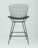 Стул полубарный Stool Group с низкой спинкой Bertoia черный с черной подушкой УТ000004222