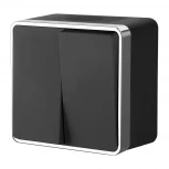 Выключатель двухклавишный влагозащищенный Gallant (черный/хром) Werkel W5020235 (a050976)