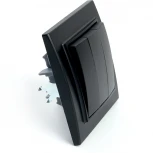 Выключатель трехклавишный (черный) Stekker Эрна 39924