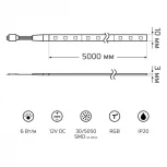 Светодиодная лента Basic комплект 5050/30 12V 6W/m 390lm/m RGB 10mm IP20 5m BT012 Gauss