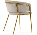 Стул Konnie из бежевой синели со стальными ножками и золотой отделкой La Forma (ex Julia Grup) арт.110295