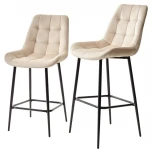 Полубарный стул ХОФМАН, цвет H-06 Бежевый, велюр / черный каркас H=63cm