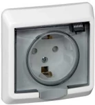 Розетка встраиваемая с заземлением, шторками и крышкой (белый) IP44 Systeme Electric Этюд PC16-044B