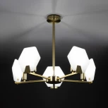 Потолочная люстра Wi-Fi на штанге Eurosvet Marble 60158/5 латунь (220V, управление смартфоном, голосовое управление, умный дом - Minimir Home, Алиса, Маруся, Салют)