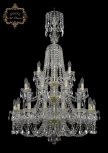 Подвесная большая люстра Art Classic 11.21 11.21.16+8+4.300.3d.XL-130.Gd.Sp (220V, хрусталь, на цепи, подсвечник, свеча)
