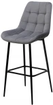 Барный стул ХОФМАН, цвет H-14 Серый, велюр / черный каркас M-City 688M05055